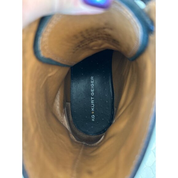 Kurt Geiger Jeremiah Brogue Boots Grunge Men's Size 41 Leather Black Wingtip - Picture 9 of 9